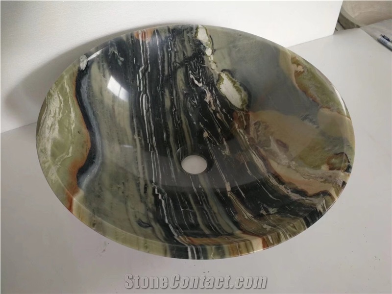 Natural Stone Wash Bowls Brown Onyx Solid Surface Sink for Bathroom