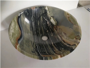 Natural Stone Wash Bowls Brown Onyx Solid Surface Sink for Bathroom