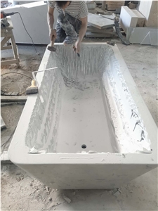 Natural White Marble Square Bathtub,Polished White Carrara Marble Bathtub for Bathroom or Hotel Decoration,Big Bathtub in Spa