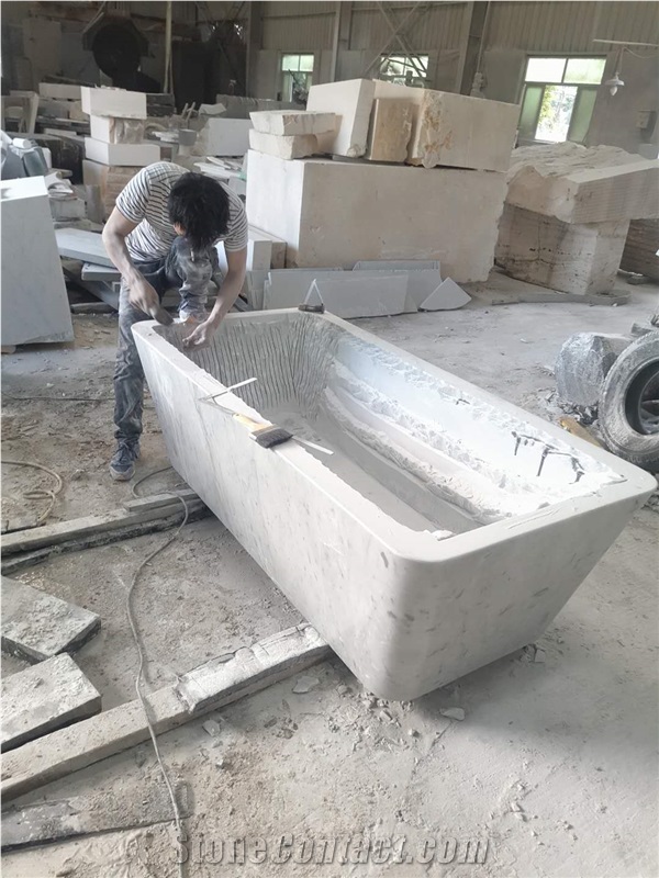 Natural White Marble Square Bathtub,Polished White Carrara Marble Bathtub for Bathroom or Hotel Decoration,Big Bathtub in Spa