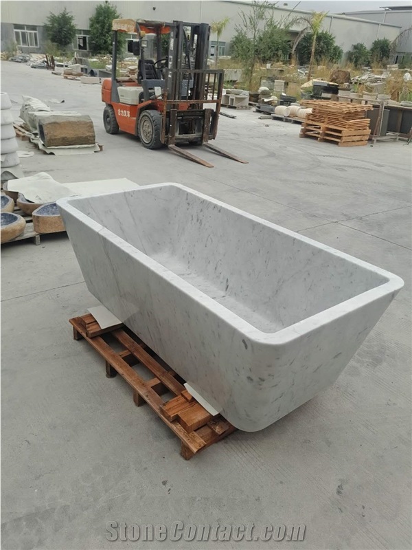 Natural White Marble Square Bathtub,Polished White Carrara Marble Bathtub for Bathroom or Hotel Decoration,Big Bathtub in Spa