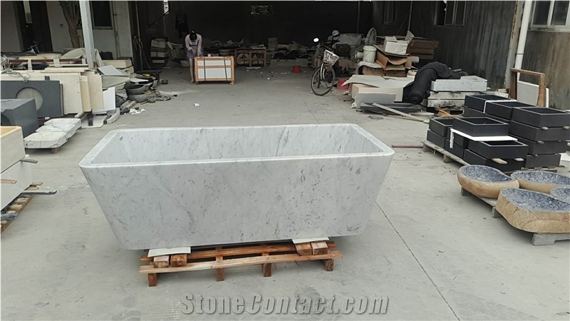 Natural White Marble Square Bathtub,Polished White Carrara Marble Bathtub for Bathroom or Hotel Decoration,Big Bathtub in Spa