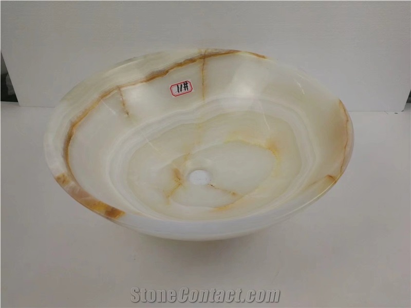 Onyx Wash Basins Light Yellow Onyx Solid Surface Sink for Bathroom