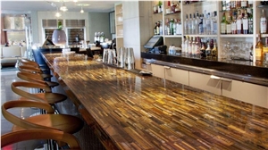 Tiger Eye Gold Semiprecious Stone Bar Countertop, Tiger Eye Stone Island Top for Commercial Bar Top