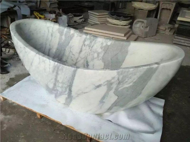 Wholesale Hand Carve Natural Free Standing Carrara Marble Bathtub