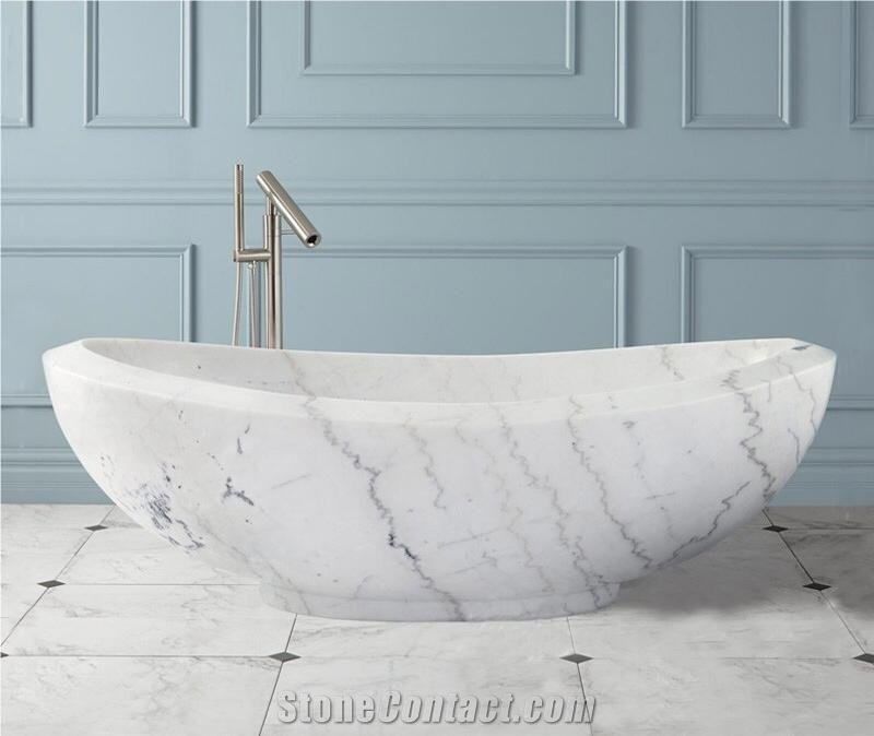 Wholesale Hand Carve Natural Free Standing Carrara Marble Bathtub