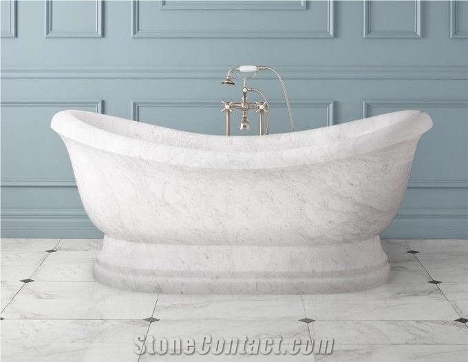 Wholesale Hand Carve Natural Free Standing Carrara Marble Bathtub
