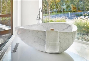 Wholesale Hand Carve Natural Free Standing Carrara Marble Bathtub