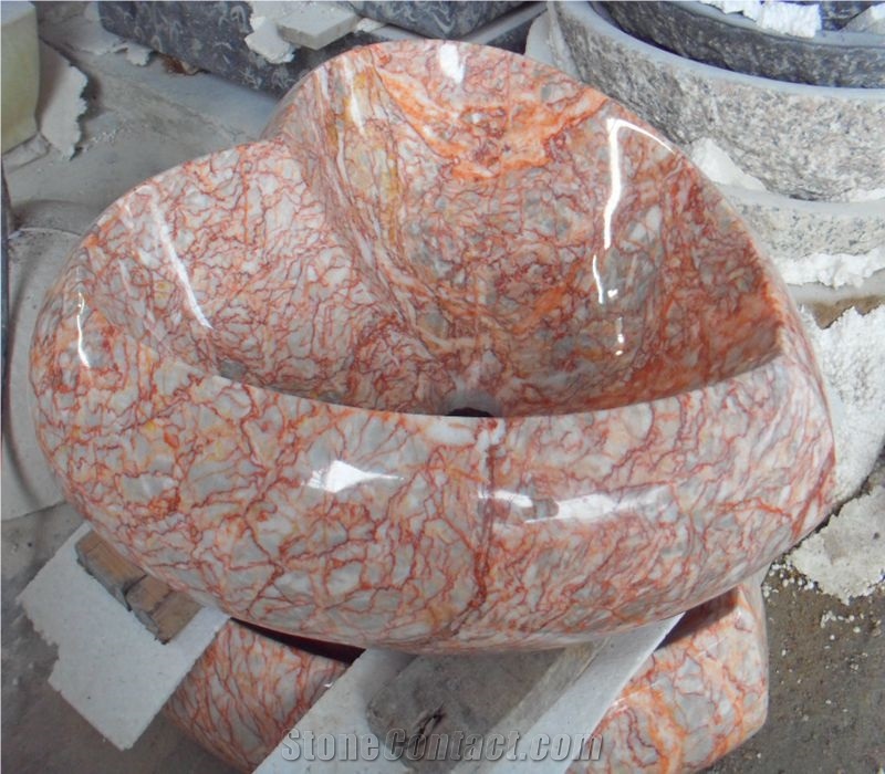 Agate Red Marble Vessel Oval Bathroom Sinks,Basin