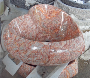 Agate Red Marble Vessel Oval Bathroom Sinks,Basin