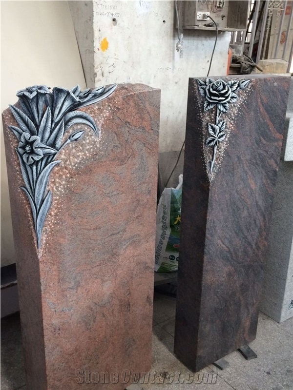 2017 Pink Granit Rose Monument, Headstones Gravestone, Tombstone Good Design Cheap Engraved Stone
