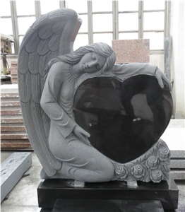 Angel Carving Memorials Headstone for Cemetery