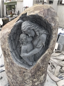 Basalt New Popular Beautiful Sculpture 2017 European and American Style Cost-Effective Angel Engraving Carving Engraved Tombstone Headstones