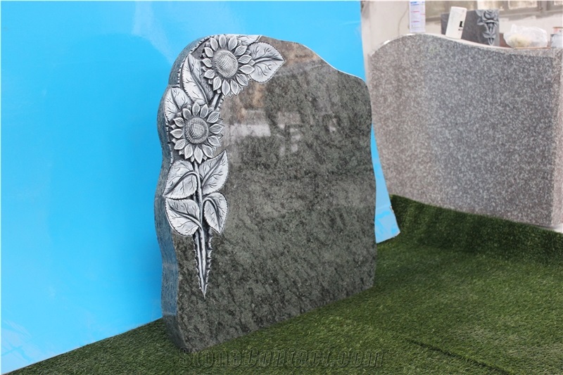 China 2017 New Oliver Green Headstone Granit Tombstone Rose Moument Flower Headstones Popular Monuments Cheap Tombstones Good Gravestone Engraved