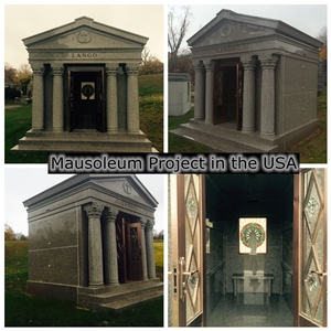 China Granite Stone Of 6 Crypts Family Mausoleum for Funeral Cemetery