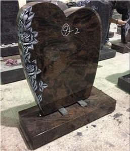 China Haobo Natural Stone Good Price Wholesale Red Aurora Granite Monument with Carved Rose for Sale