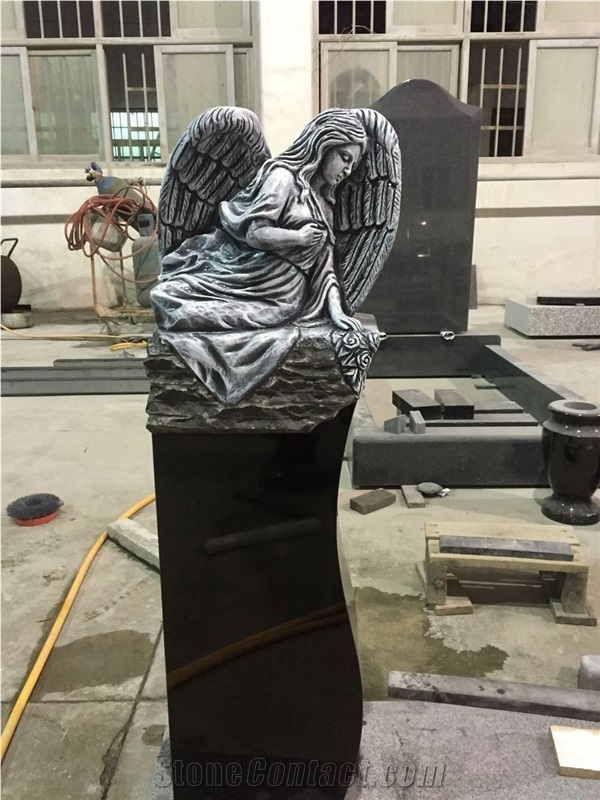China Haobo Stone Factory 2017 New Special Design Angel Carving Tombstone & Monuments,China Black Granite Headstone Western Style