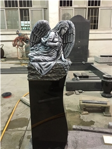 China Haobo Stone Factory 2017 New Special Design Angel Carving Tombstone & Monuments,China Black Granite Headstone Western Style