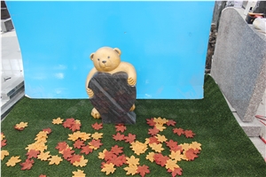 China Neu Child Tombstone Tombstones Headstone Headstones Monument Monuments Gravestone Bear with Heart with Color Bahama Blue Orion Dark