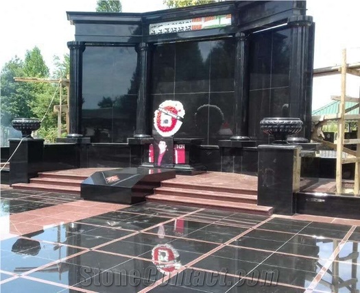 China Quarry Unique and Nice Manufacturer Price Big Shanxi Black & India Red Granite Family Mausoleum Designs for Cemetery