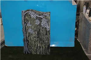 Chinese 2017 Oliver Green Tombstone Granit Tombstones Sea Wave Material Headstone Single Headstones Engraved Monument Life Tree Monuments