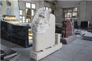 High Quality Good Price Natural Quarry Stone Customized Size Haobo China Factory Beautiful Carved Hunan White Marble Headstones Designs for Sale
