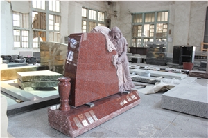 High Quality Good Price Natural Quarry Stone Customized Size Haobo China Factory Beautiful Carved India Red Granit Headstone Designs for Sale