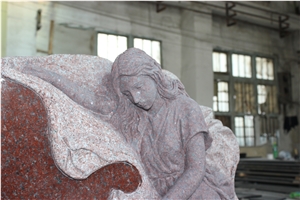 High Quality Good Price Natural Quarry Stone Customized Size Haobo China Factory Beautiful Carved India Red Granit Headstone Designs for Sale