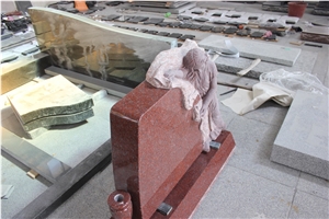 High Quality Good Price Natural Quarry Stone Customized Size Haobo China Factory Beautiful Carved India Red Granit Headstone Designs for Sale