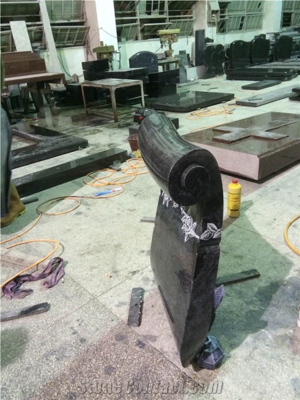 High Quality Good Service Custom Wholesale Price Unique Haobo Natural Stone Chinese Quarry Orion Granite Carving Book Headstone Designs for Cemetery