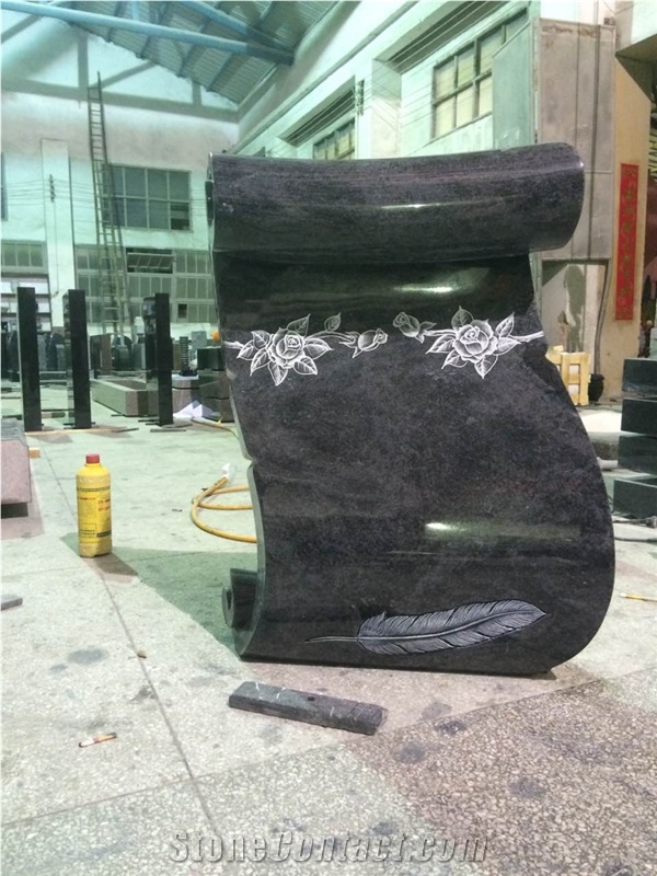 High Quality Good Service Custom Wholesale Price Unique Haobo Natural Stone Chinese Quarry Orion Granite Carving Book Headstone Designs for Cemetery