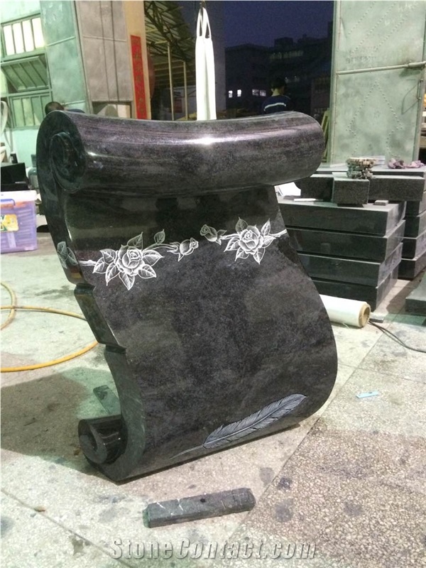High Quality Good Service Custom Wholesale Price Unique Haobo Natural Stone Chinese Quarry Orion Granite Carving Book Headstone Designs for Cemetery