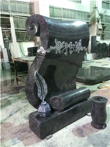 High Quality Good Service Custom Wholesale Price Unique Haobo Natural Stone Chinese Quarry Orion Granite Carving Book Headstone Designs for Cemetery