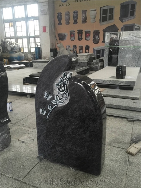 High Quality Good Service Custom Wholesale Price Unique Haobo Natural Stone Chinese Quarry Orion Granite Carving Cross Headstone Designs for Cemetery