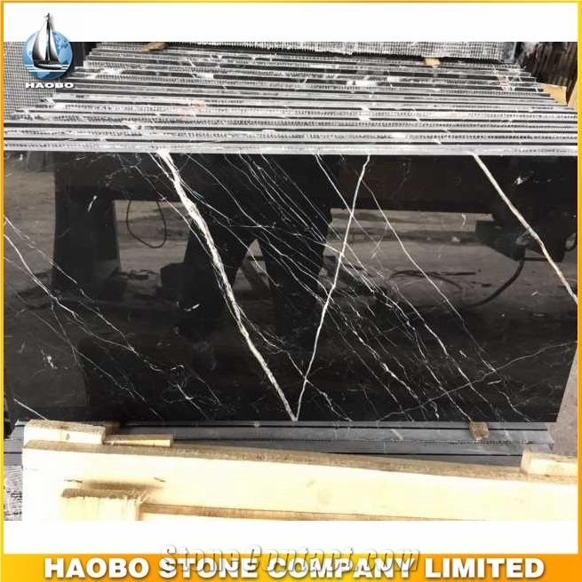 High Quality Slab Black Tiles Premium Black Marquina Marble Tile for Wall and Flooring
