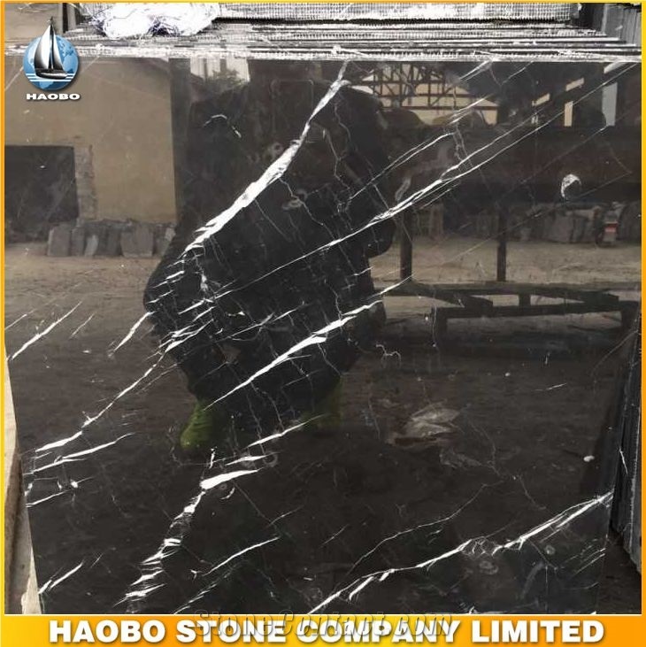 High Quality Slab Black Tiles Premium Black Marquina Marble Tile for Wall and Flooring