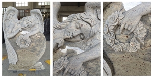 New High Quality Good Service Custom Wholesale Price Unique Haobo Natural Stone Kashmir Gold Granit Quarry Carving Headstone Designs for Cemetery