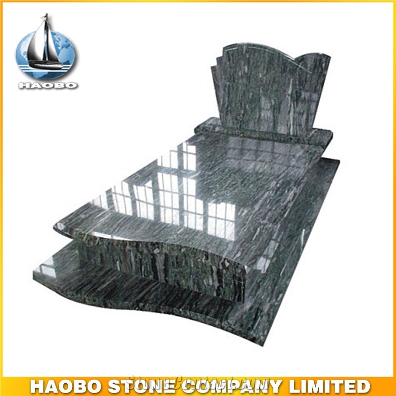Polished Natural Stone China Quarry Manufactory Green Granite Western Style Monuments Tombstone,Gravestone,Simple Headstone