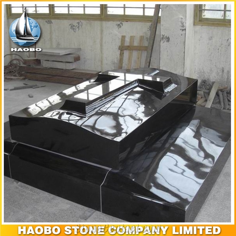 Polished Natural Stone Quarry Manufactory Black Noir Granite Western Style Monuments Heart Tombstones,Gravestone,Single or Double Marble Headstone