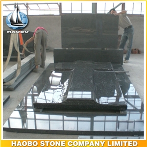 Polished Natural Stone Quarry Manufactory Black Noir Granite Western Style Monuments Tombstones,Gravestone,Single or Double Granite Headstone