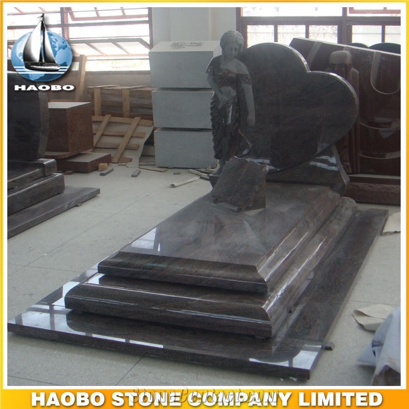 Polished Natural Stone Quarry Manufactory Blue Bleu Granite Western Style Monuments Heart Tombstones,Gravestone,Single or Double Headstone