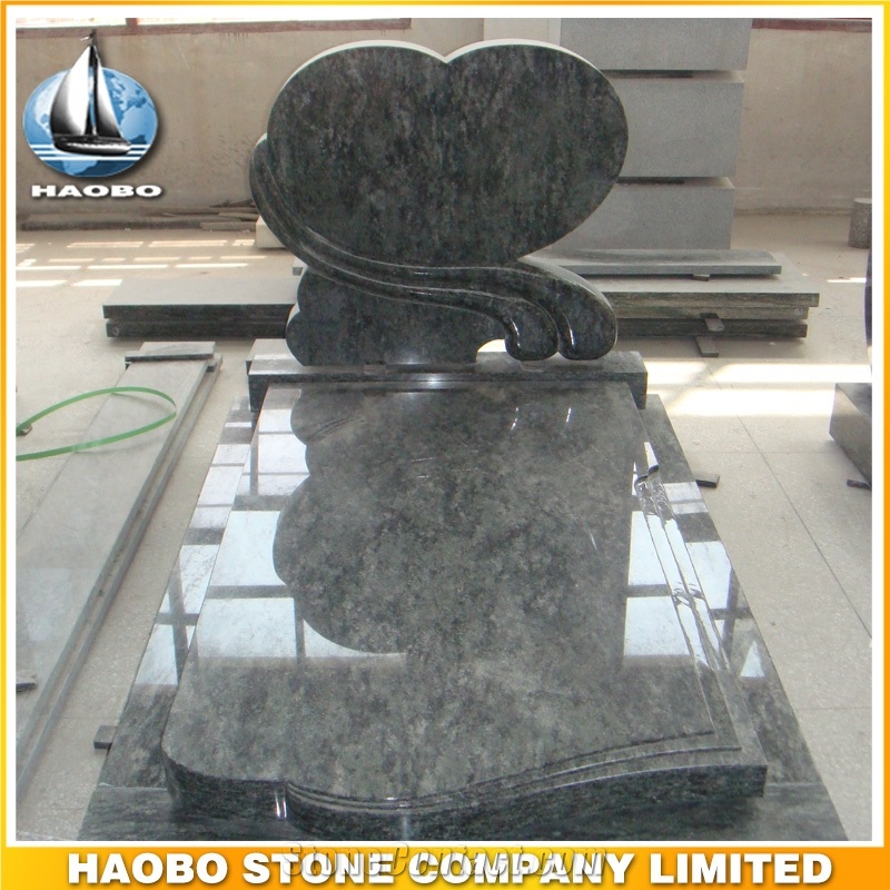 Polished Natural Stone Quarry Manufactory Blue Bleu Granite Western Style Monuments Heart Tombstones,Gravestone,Single or Double Headstone