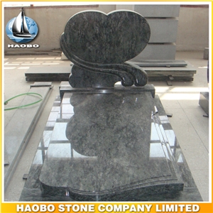 Polished Natural Stone Quarry Manufactory Blue Bleu Granite Western Style Monuments Heart Tombstones,Gravestone,Single or Double Headstone