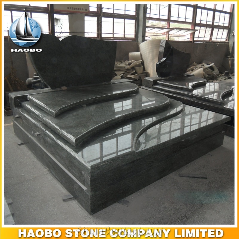 Polished Natural Stone Quarry Manufactory Blue Bleu Granite Western Style Monuments Heart Tombstones,Gravestone,Single or Double Marble Headstone