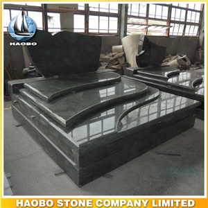 Polished Natural Stone Quarry Manufactory Blue Bleu Granite Western Style Monuments Heart Tombstones,Gravestone,Single or Double Marble Headstone