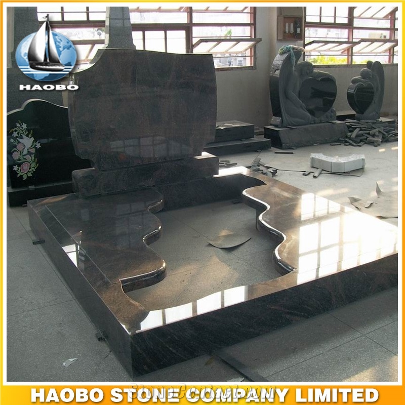 Polished Natural Stone Quarry Manufactory Blue Bleu Granite Western Style Monuments Heart Tombstones,Gravestone,Single or Double Marble Headstone