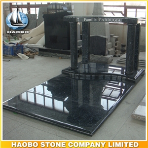 Polished Natural Stone Quarry Manufactory Blue Bleu Granite Western Style Monuments Tombstones,Gravestone,Single or Double Granite Headstone
