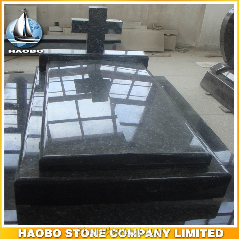 Polished Natural Stone Quarry Manufactory Blue Pearl Granite Western Style Monuments Heart Tombstones,Gravestone,Single or Double Headstone