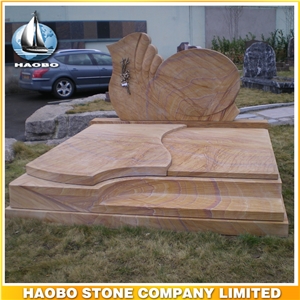 Polished Natural Stone Quarry Manufactory Brown Granite Western Style Monuments Heart Tombstones,Gravestone,Single or Double Marble Headstone