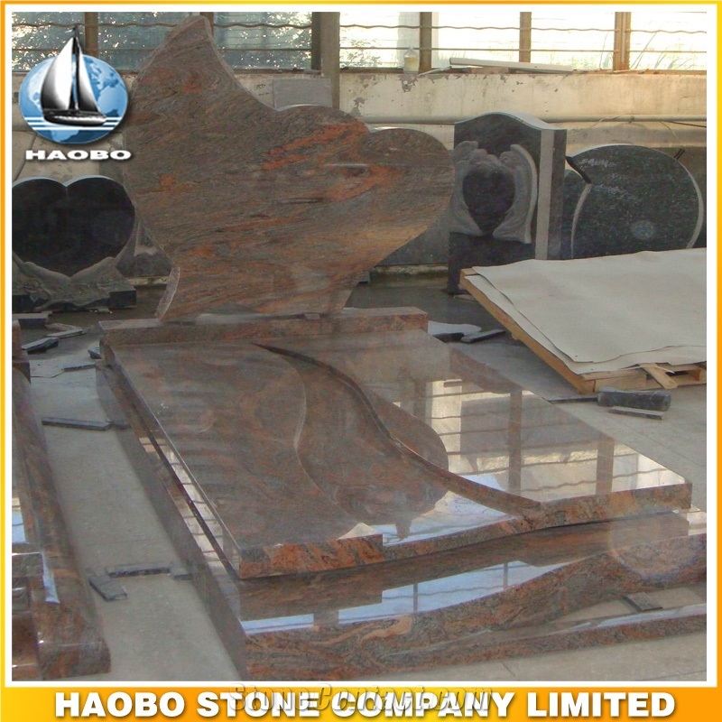 Polished Natural Stone Quarry Manufactory Red Rouge Granite Western Style Monuments Heart Tombstones,Gravestone,Single or Double Headstone